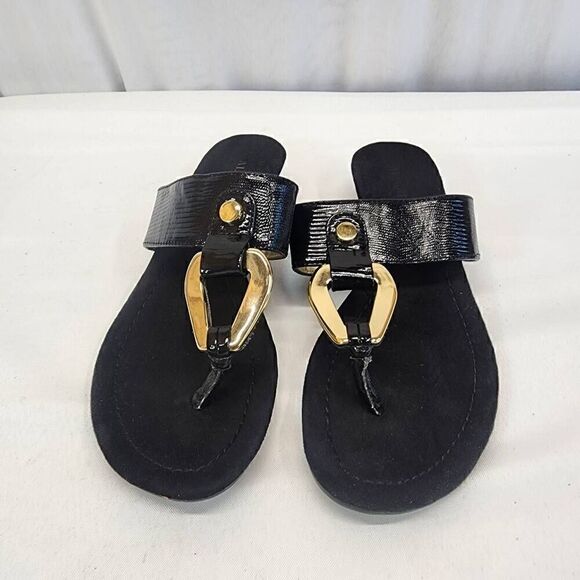 Alfani Forray Sandals Black And Gold  Women's Size 6.5 - Picture 1 of 8